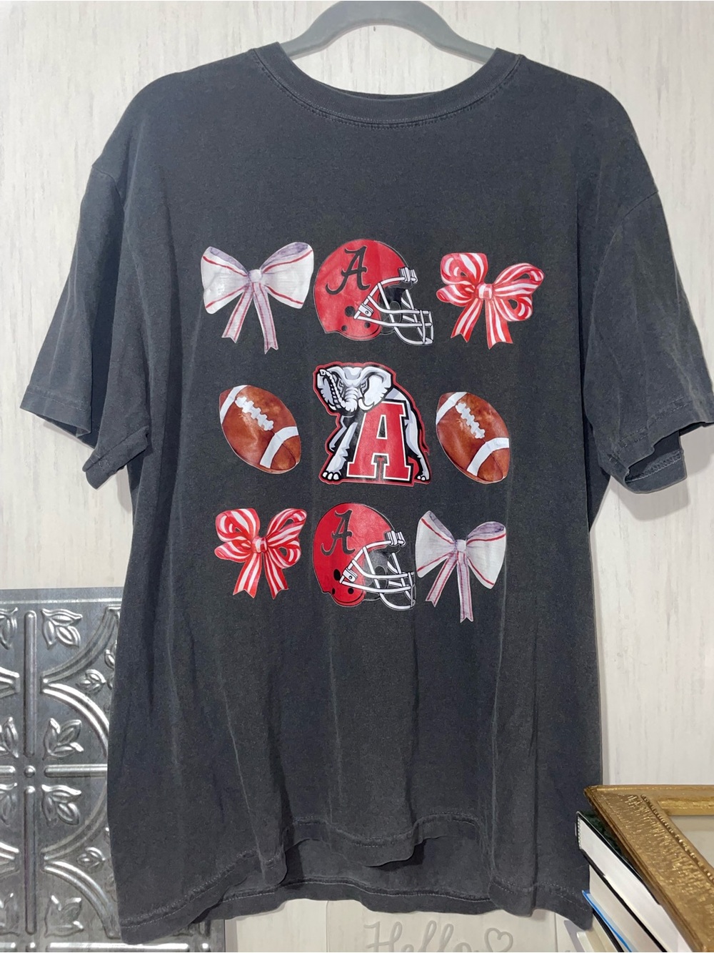 University of Alabama Graphic football Tee with cute bows